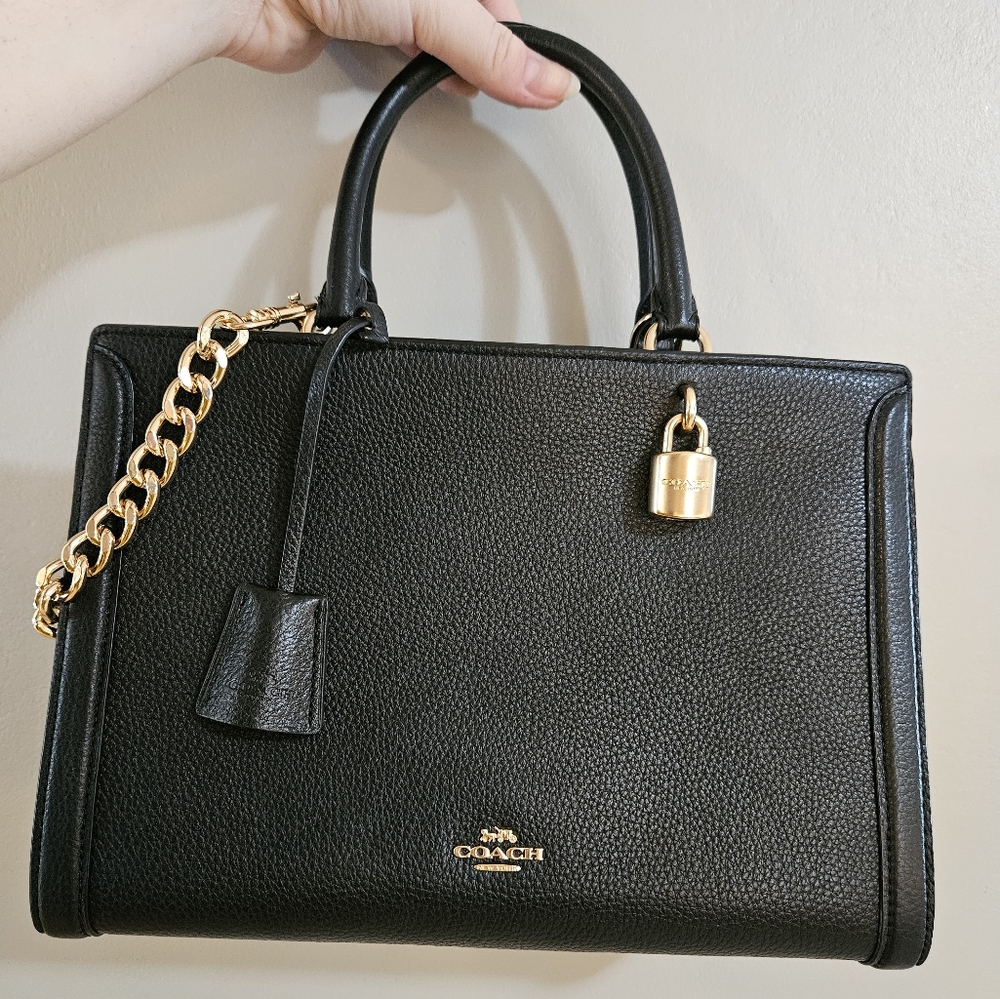 Coach Zoe Black Leather Handbag